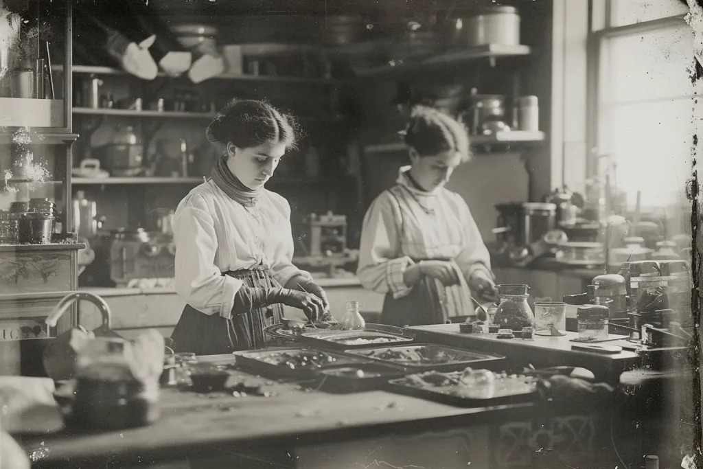 Vintage photo of women working scene